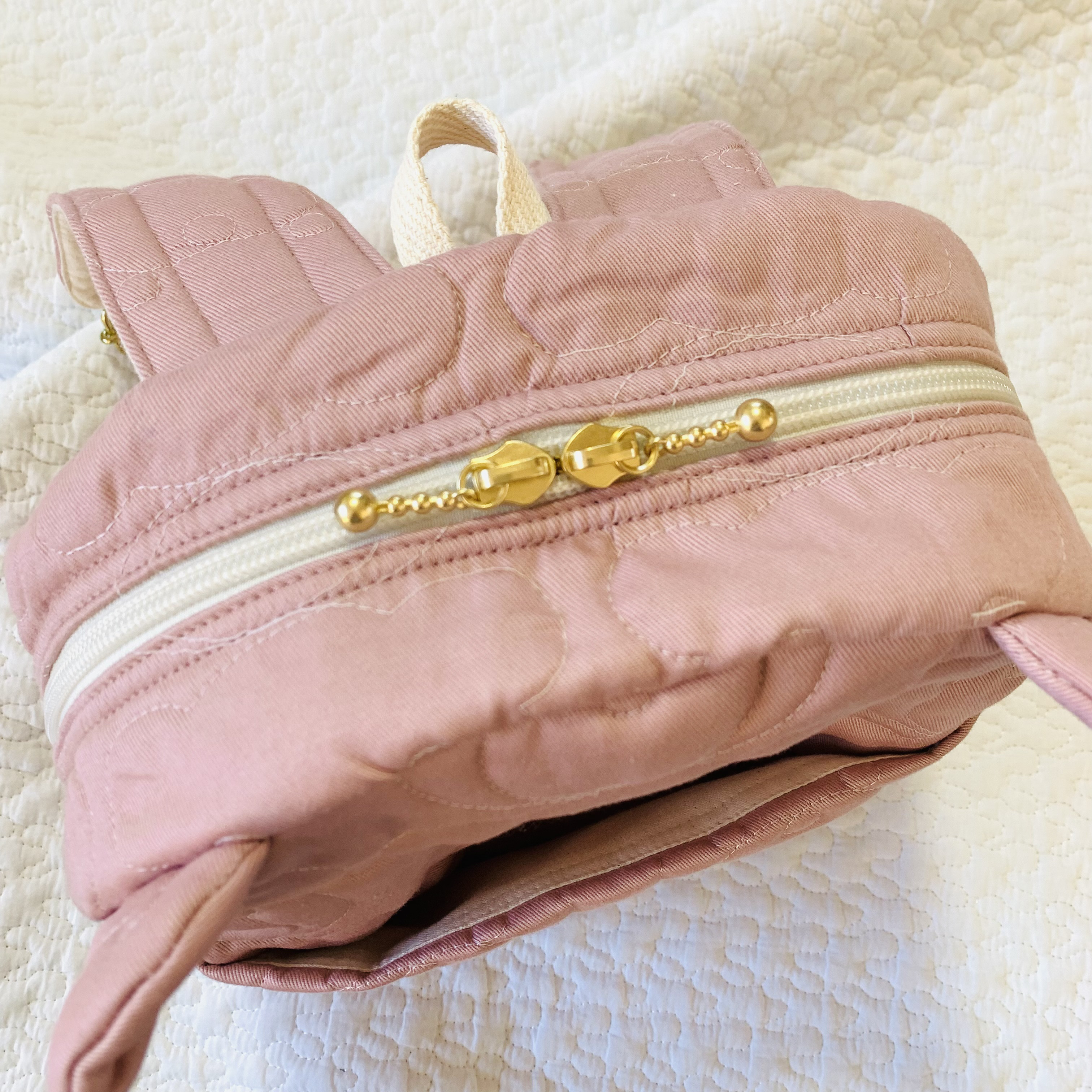 Mサイズ　kumasanスモーキーピンク　くまみみベビーリュック　くまさんリュック　通園バッグ