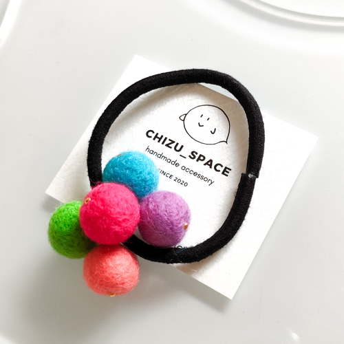 No.13》カラフルな羊毛フェルトのヘアゴム ヘアゴム chizu 通販