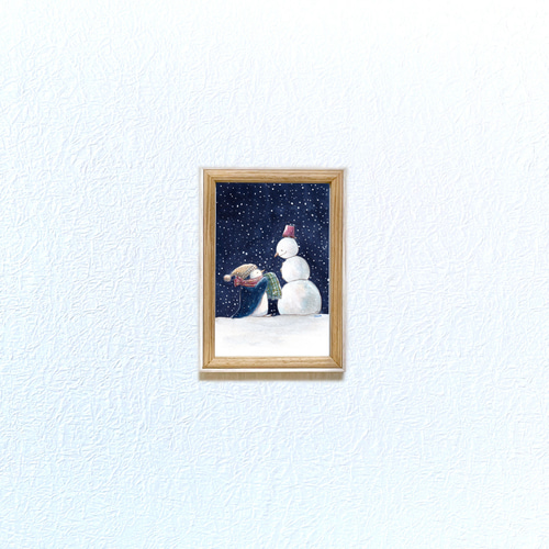 絵画 雪だるまとペンギン 2 A4サイズ 原画 額縁無し - メルカリ
