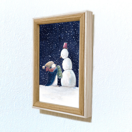 絵画 雪だるまとペンギン 2 A4サイズ 原画 額縁無し - メルカリ