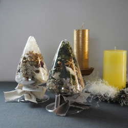 再販【2023クリスマス】スターアニスとアジサイのガラスツリー /ホワイト　卓上サイズ【クリスマスツリー】 4枚目の画像