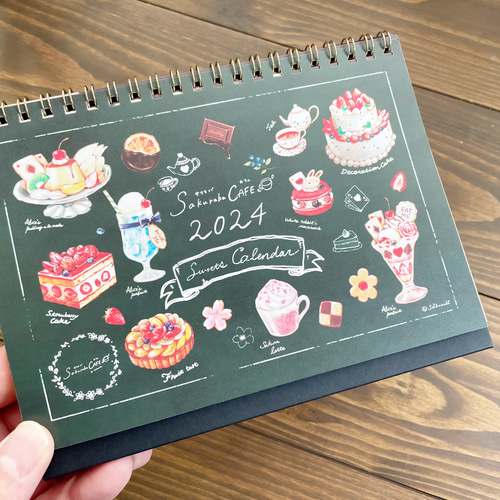 ⭐️注意✨ 2024 卓上カレンダー オリジナルカレンダー かわいい ⭐︎半額SALE！！⭐︎スイーツがいっぱい！sakurabaCAFE スイーツ卓上