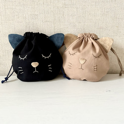 三毛猫　まるい　巾着袋　ハンドメイド　猫柄 Cat type] How to make a drawstring bag ♡ Recommended for cat