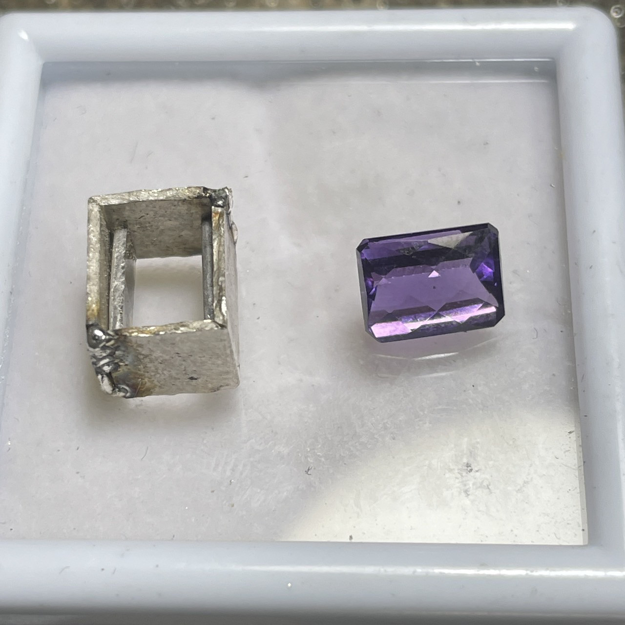 アメシスト　チェックカット　オクタゴン　ミル×ツメ　シルバーSV925リング