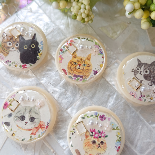 猫のカボション☆6個 z54 オレンジ/ネコ/動物/ボタン/カボション 猫のカボション☆6個 z54 オレンジ/ネコ/動物/ボタン/カボション 猫の