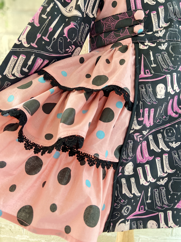 子供服　魔女のワードローブ‍♀️＆ランダムドットの パネルラインワンピースドレス　女の子　ハロウィン　90サイズ 5枚目の画像