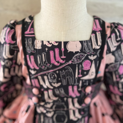 子供服　魔女のワードローブ‍♀️＆ランダムドットの パネルラインワンピースドレス　女の子　ハロウィン　90サイズ 12枚目の画像