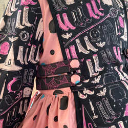 子供服　魔女のワードローブ‍♀️＆ランダムドットの パネルラインワンピースドレス　女の子　ハロウィン　90サイズ 6枚目の画像