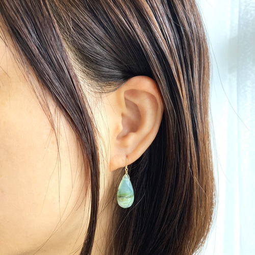 希少 大粒ペルーブルーオパール シンプルピアス 希少 大粒ペルーブルーオパール シンプルピアス