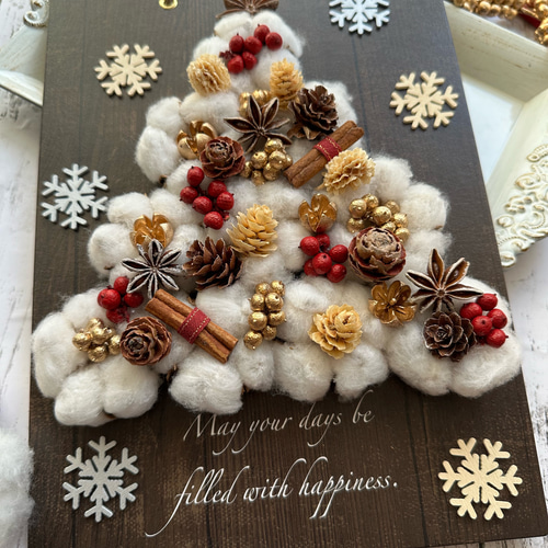 コットンフラワーのふわもこクリスマスツリー♡ ドライフラワー tous