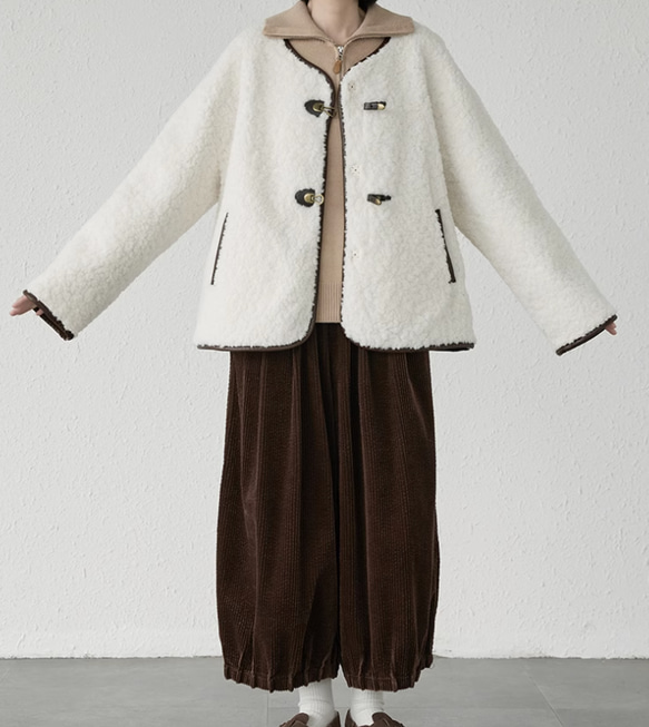 新作.冬の暖かさジャケット　コート　コーヒ色 5枚目の画像