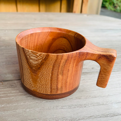 【※ツートンの材質】たっぷり入る 木製マグカップ　wooden mag　欅・タモ　0049 2枚目の画像