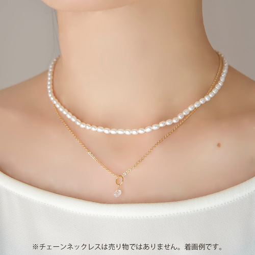 14kgf淡水パールカービングネックレス 14kgf・チャーム付き淡水パールのチョーカー ネックレス