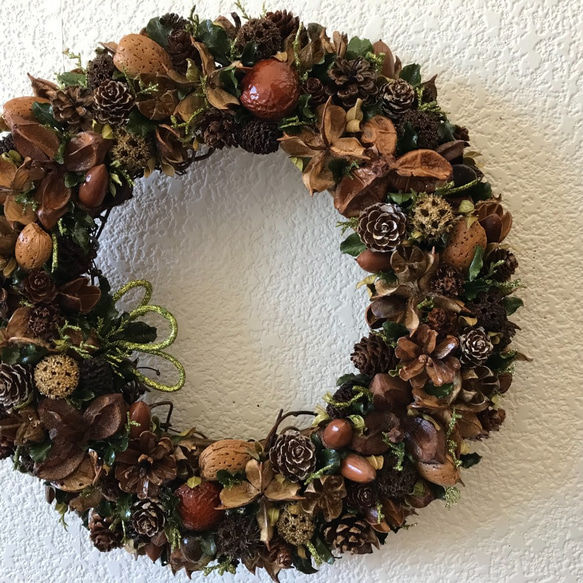 ☆北欧の森のシックでお洒落なアンティークリース　31cm（新作＊一点限定＊送料無料） 