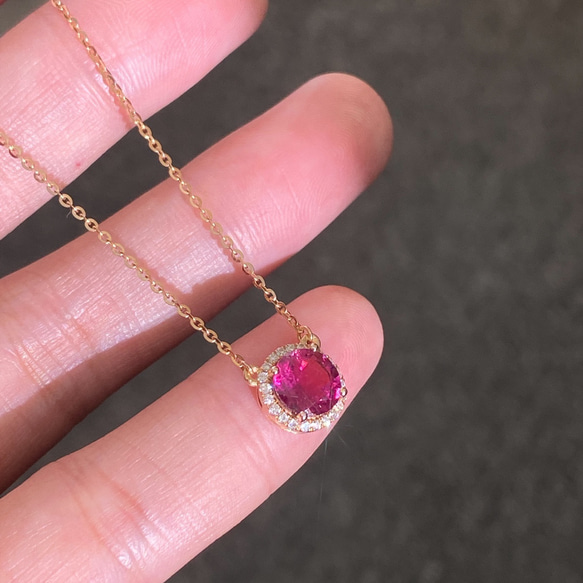レッドトルマリンペンダントトップ　+ K18ネックレス トルマリンネックレスK18