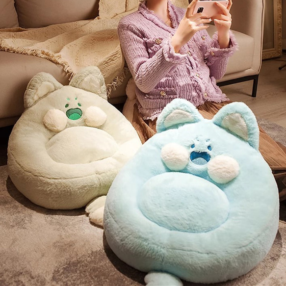 ハンドメイド♡ヒマラヤン♡猫のお顔クッション♡ TVや雑誌で話題✨】もちもちフワフワ！まるで猫!?なクッション