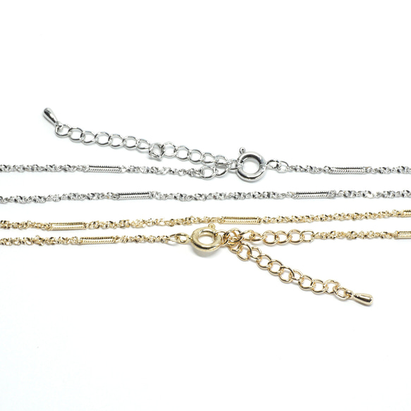 eag25【1本】華奢 キラキラ 選べる長さ シルバーネックレスチェーン 6枚目の画像