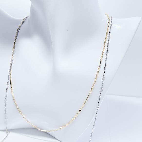 eag25【1本】華奢 キラキラ 選べる長さ シルバーネックレスチェーン 5枚目の画像