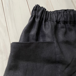 □新作ゆったりラフな服★麻ボックシーワイドパンツ　大きめサイドポケット付★ブラック　受注製作　ウエストゴム　丈調節可能　 11枚目の画像