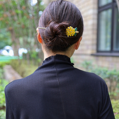 【Silk Hana】No.29 金木犀のかんざし 金木犀のかんざし ：七五三 結婚式 カンザシ 簪 キンモクセイ かんざし