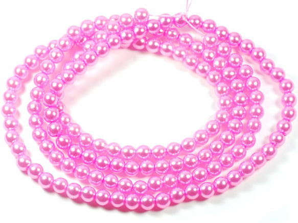 お得な プラパール カラーパール ビーズ ピンクローズ 6mm 1連約80cm 約140コぐらい 2枚目の画像