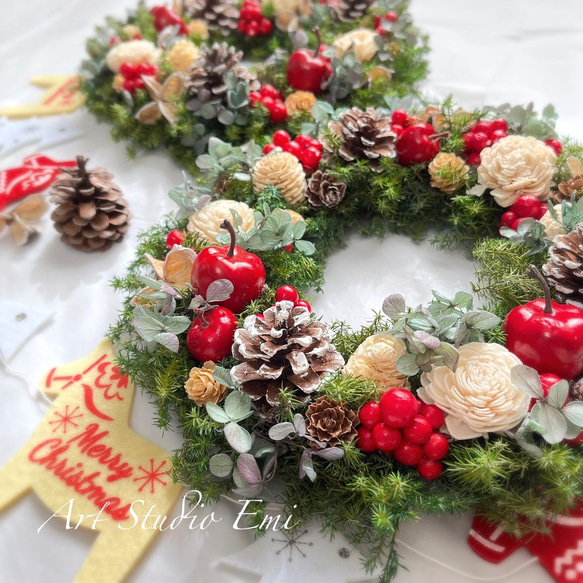 再販］クリスマスリース☆りんごちゃん リース Art Studio Emi