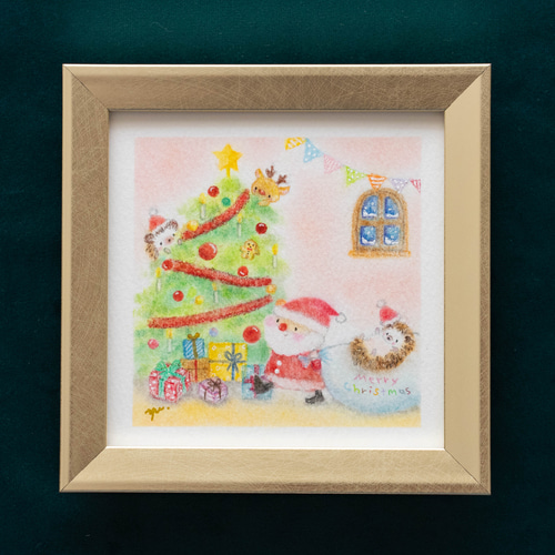 シーエ　エムジ　複製原画　クリスマス クリスマス 動物 色紙 額縁 絵画