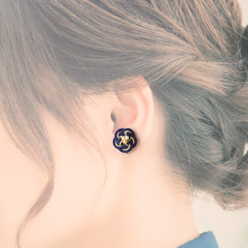 水引~イヤリングと指輪のセット「紺青」《慶福》＊全3種＊無料ギフト