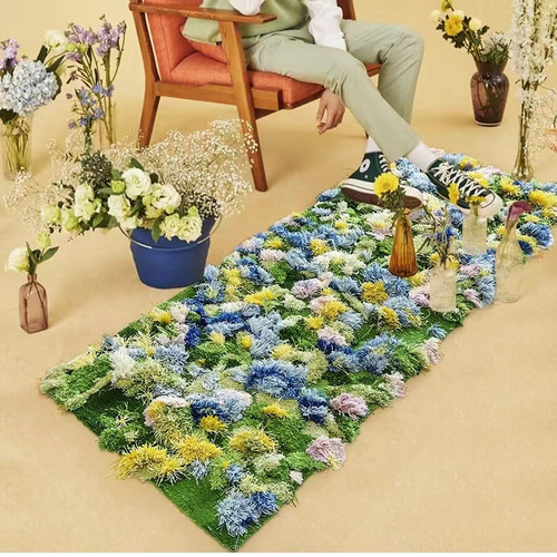 受注制作】春の花畑3Dウールラグ｜手織り絨毯・カーペット・マット