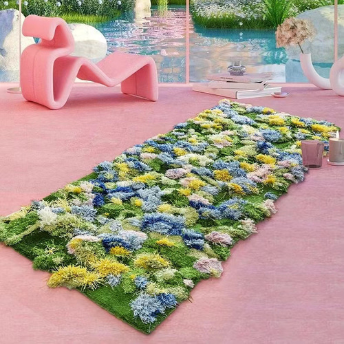 受注制作】春の花畑3Dウールラグ｜手織り絨毯・カーペット・マット