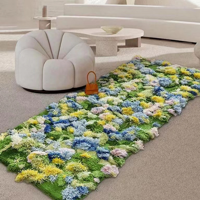 【受注制作】手織りニュージーランドウールカーペット ハンドメイドカシミアウール絨毯 手編ラグ  マット 春