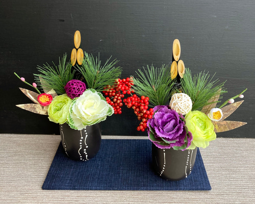 【数量限定】華やか♪カラーミニ門松キット2個 3色から選べます♪ 数量限定】華やか♪カラーミニ門松キット2個 3色から選べます♪