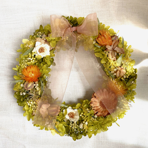 ドライフラワーのミニリース イエロー ドライフラワーのミニリース イエロー ドライフラワープリザーブド