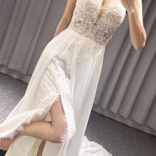 憧れのドレス キャミソール ロングトレーン Aライン フロント