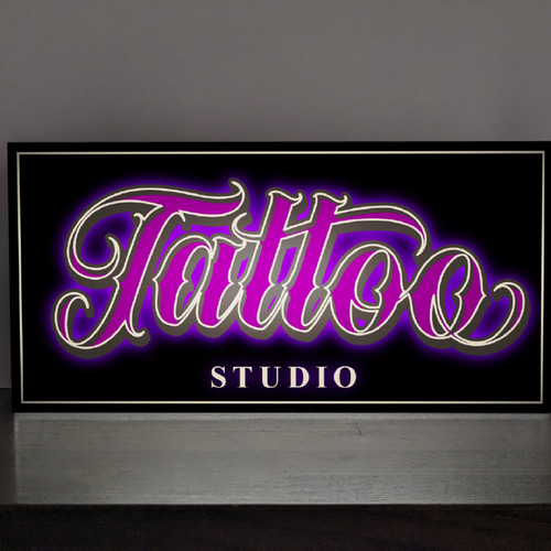 【Lサイズ】TATTOO タトゥ 刺青 入れ墨 看板 置物 雑貨 ライトBOX