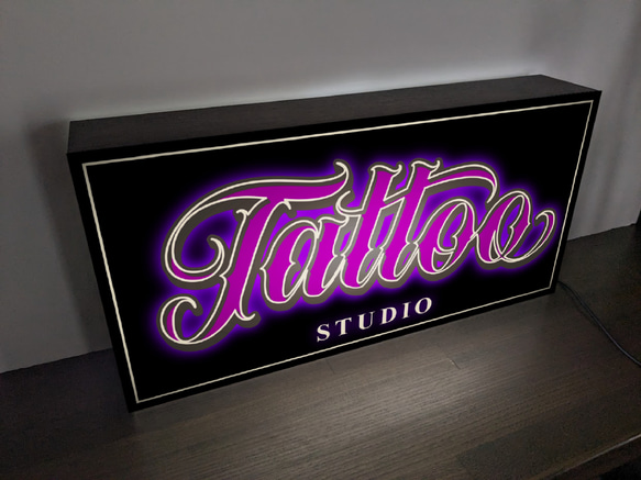 【Lサイズ】TATTOO タトゥ 刺青 入れ墨 スタジオ 店舗 パーティー イベント 看板 置物 雑貨 ライトBOX 3枚目の画像