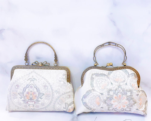 1点物本真珠加工帯！ゴールド系選べる口金♡格の高い濃密刺繍の