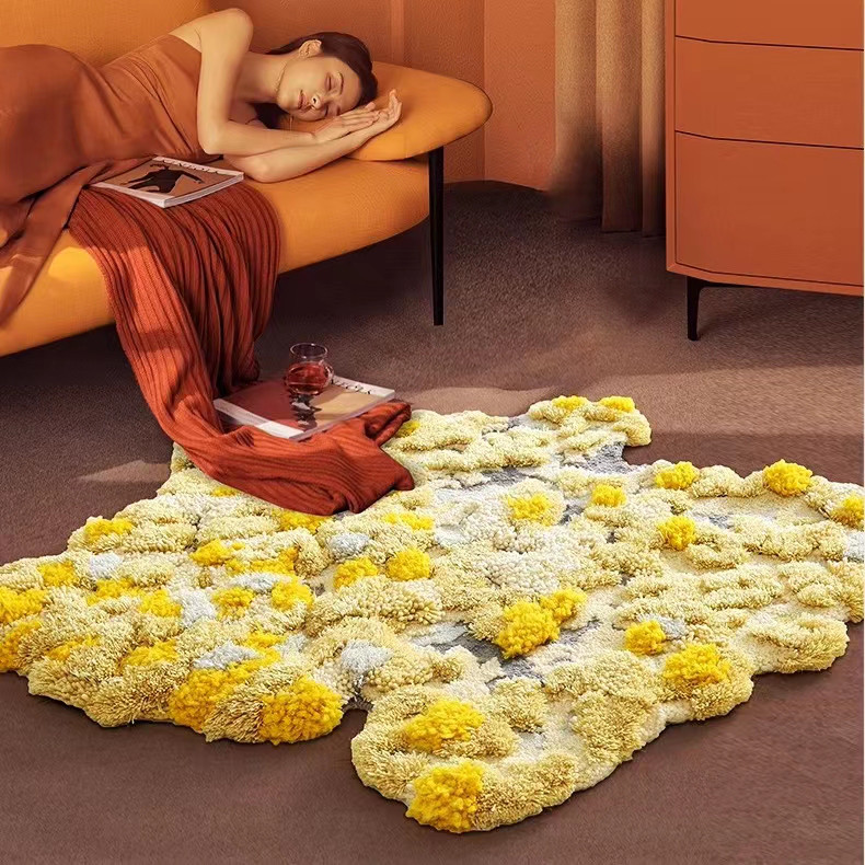 【受注制作】オーダー カーペット 手織りニュージーランドウールカーペット ハンドメイドカシミアウール絨毯 手編ラグ 秋