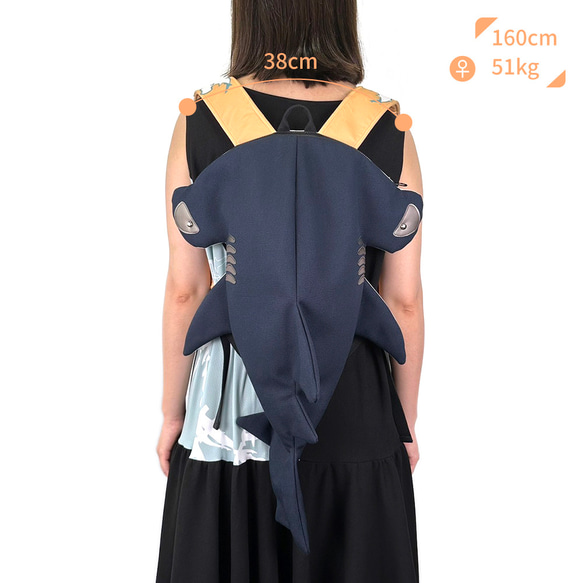 設計款HS117a - 【暗夜藍】雙髻鯊立體後背包#XL 第4張的照片