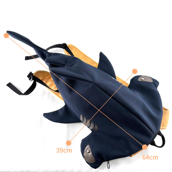設計款HS117a - 【暗夜藍】雙髻鯊立體後背包#XL 第6張的照片