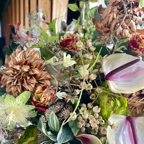 光触媒 フラワーアレンジメント クリスマスアレンジ 誕生日 プレゼント ギフト 光沢ギフトボックスのクリスマスフラワーアレンジメント（光触媒加工