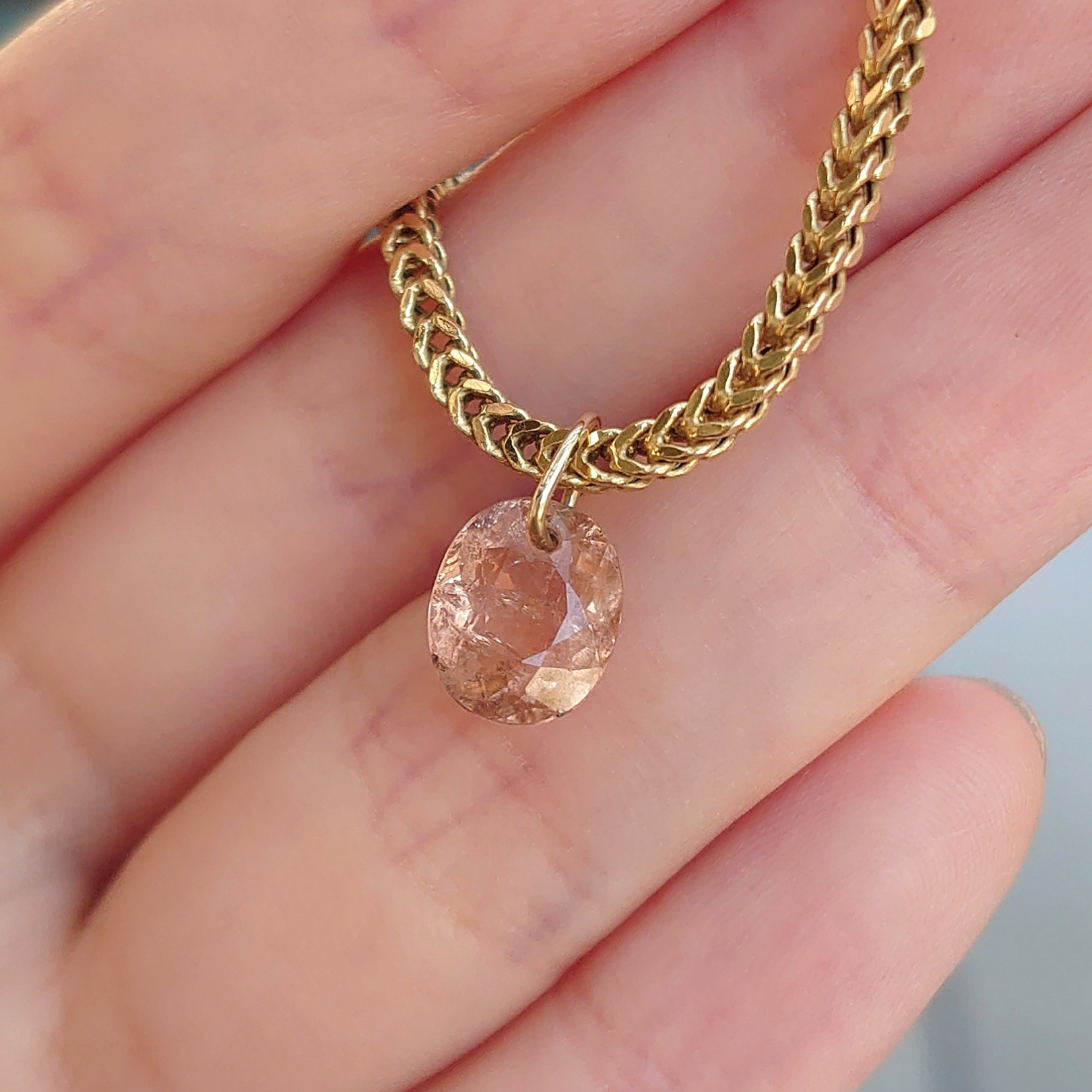 K10 ピーチピンクトルマリン　ネックレストップ