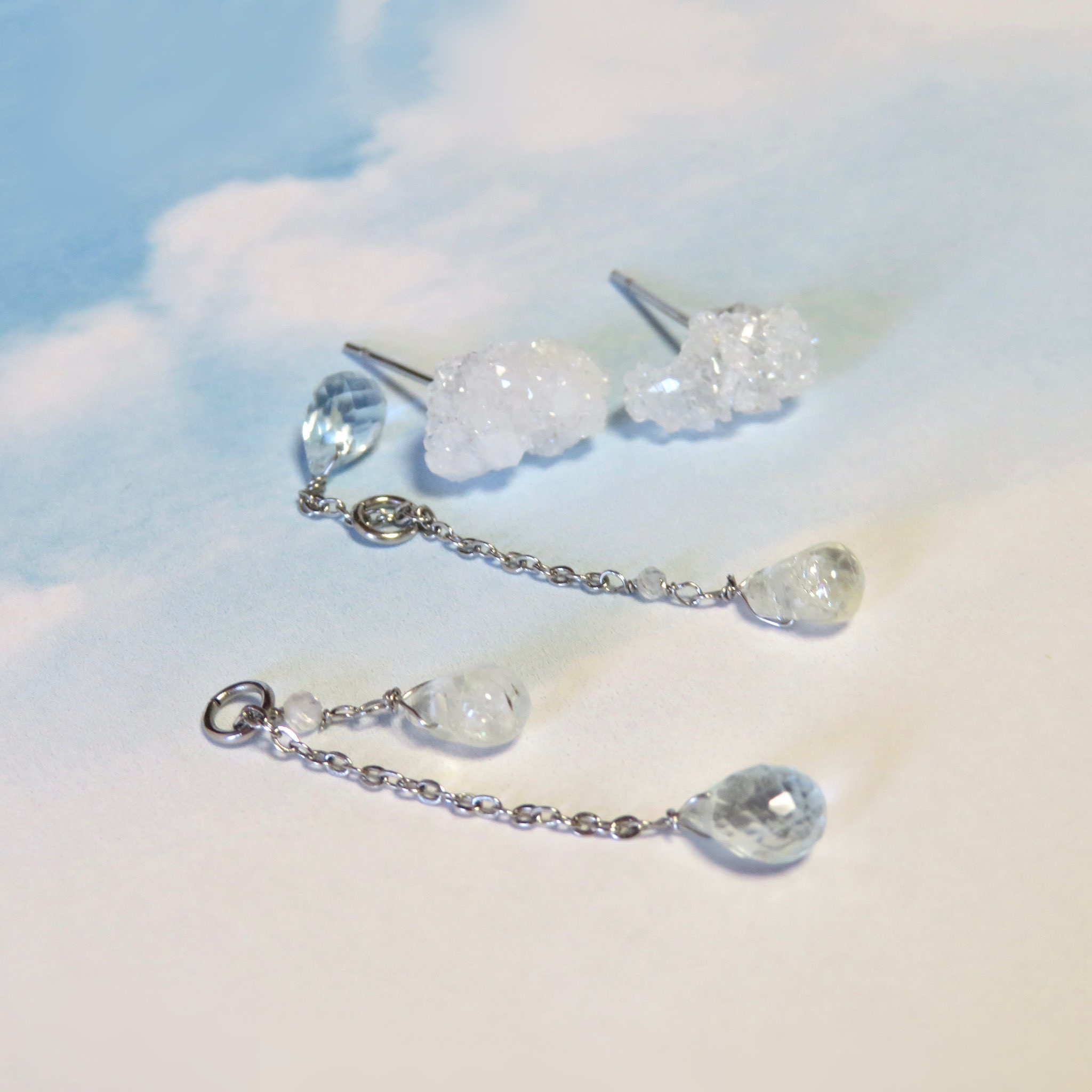 水晶の雲・アクアマリンの雨／316L-2way pierce