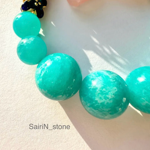 b.142 天然石ブレスレット・アマゾナイト・アパタイト・ハンドメイド