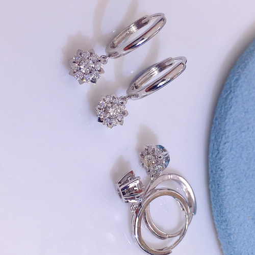 天然ダイヤモンドピアス0.3ct k18 ピアス（フープ） パール