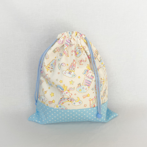 オーダー品】体操服袋 お着替え袋 パープル ユニコーン柄 ナップサック