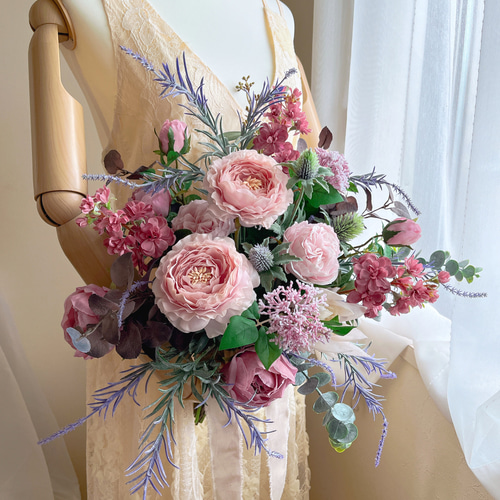 ウェディングブーケ ブートニア付き 造花 アーティフィシャル ウェディングブーケ ブートニア付き 造花 アーティフィシャル