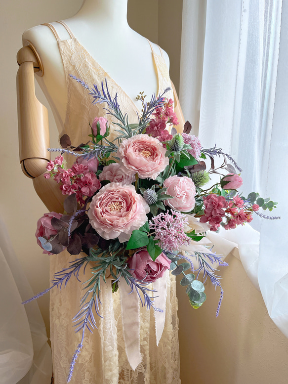 ウェディングブーケ ブートニア付き 造花 アーティフィシャル