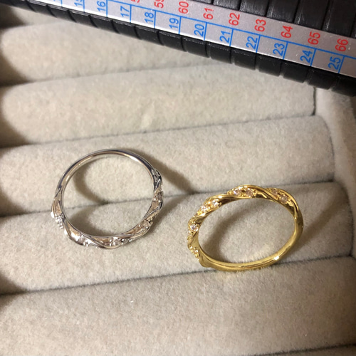 ひ*♡様 festaria ゴールド シルバー リング 2点セット ☆人気のツインコンビリングセット/シルバー925•ゴールド18kgp RG13