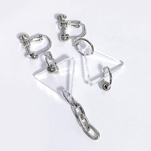 chain_triangle／clear】ピアス・イヤリング│アクリル